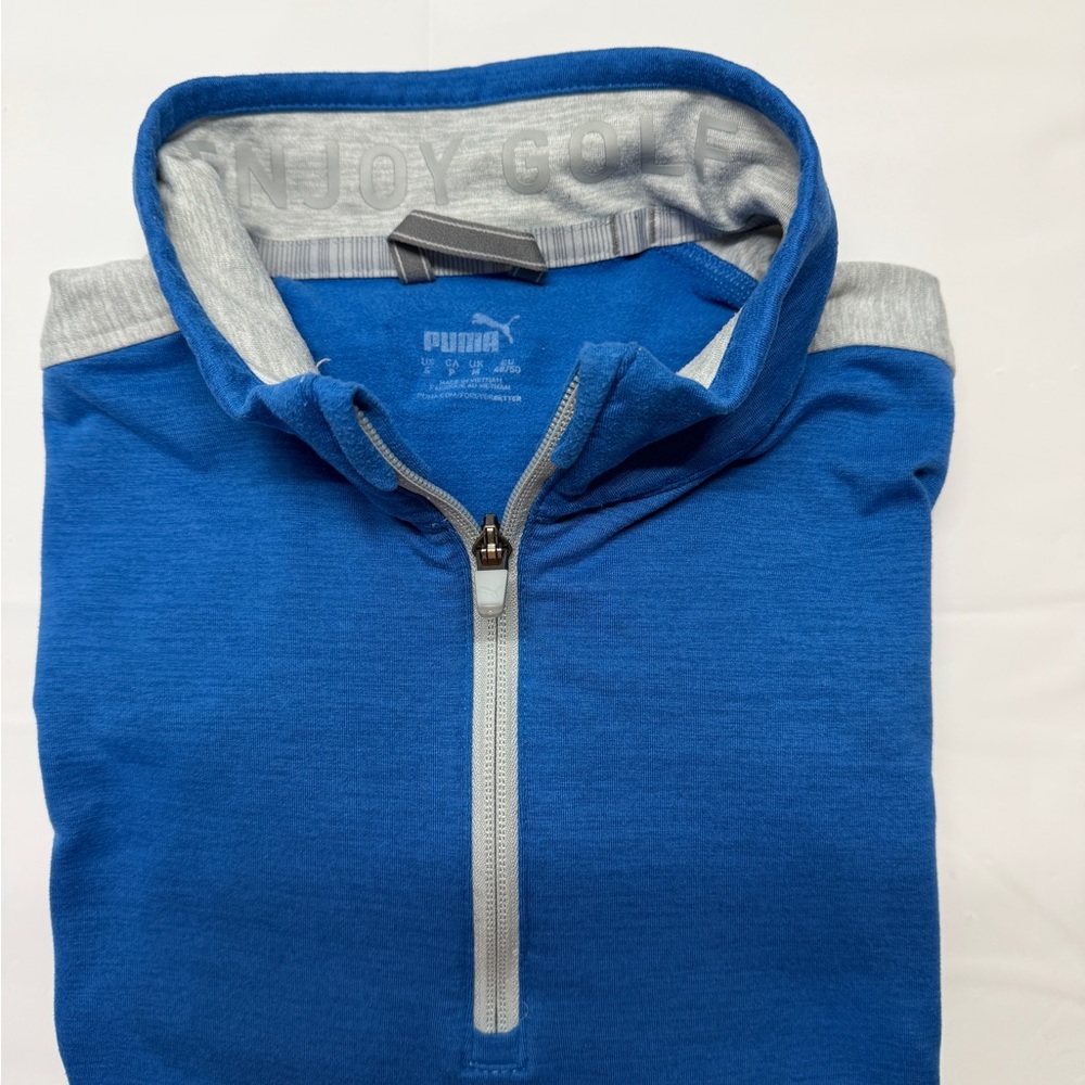 Puma Athletic Men’s Blue Quarter-Zip‎ Sweater with Gray Trim